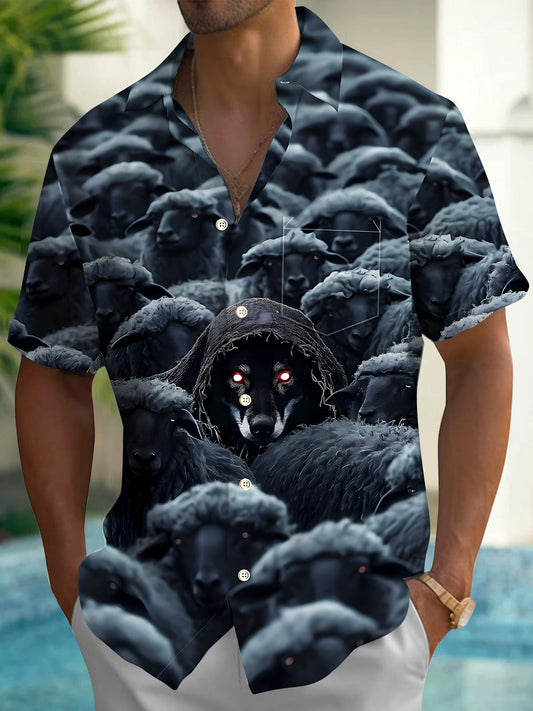 Sheep Wolf Men's Pocket Short Sleeve Shirts