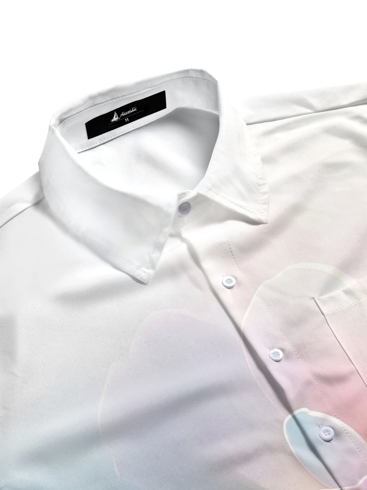 Gradient Floral Print Men's Pocket Short Sleeve Shirts
