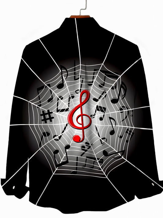 Musical Note Men's Pocket Long Sleeve Shirts