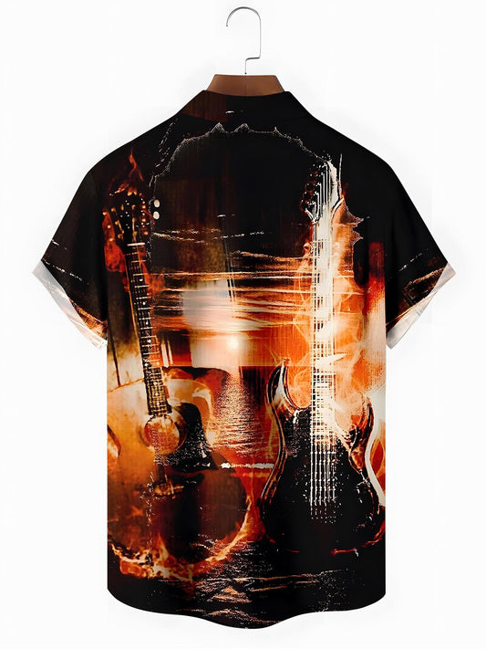Guitar Men's Pocket Short Sleeve Shirts