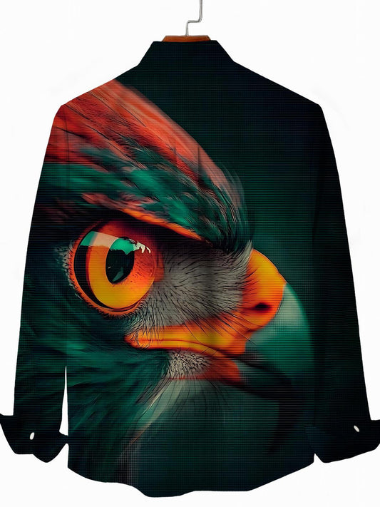 Eagle Print Men's Pocket Long Sleeve Shirts