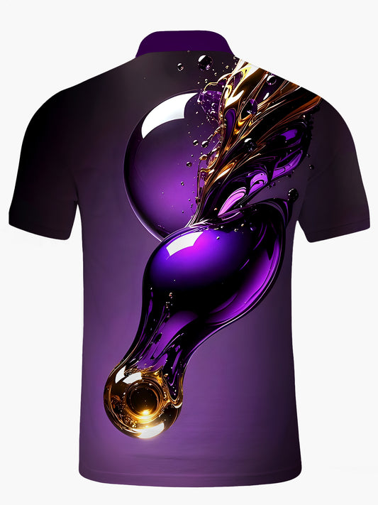 Water Drop Men's Short Sleeve Button Polo Shirt