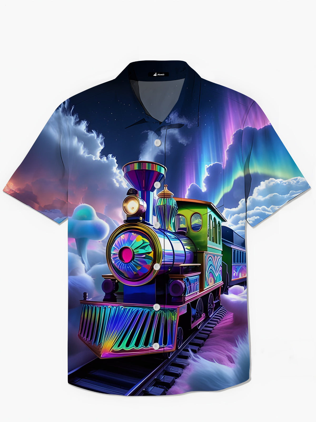Train Print Men's Pocket Short Sleeve Shirts