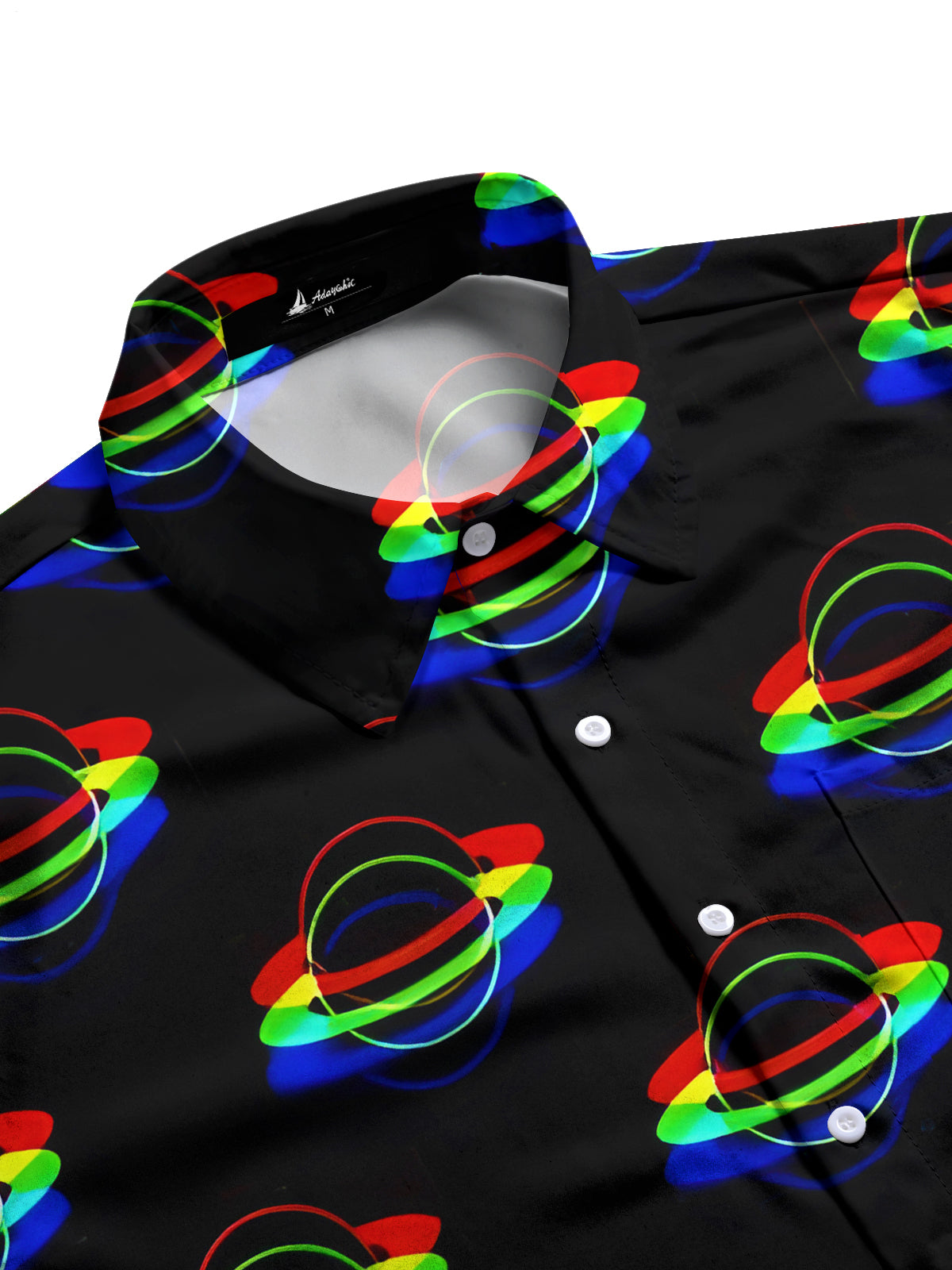 Universe Planet Print Men's Pocket Short Sleeve Shirts