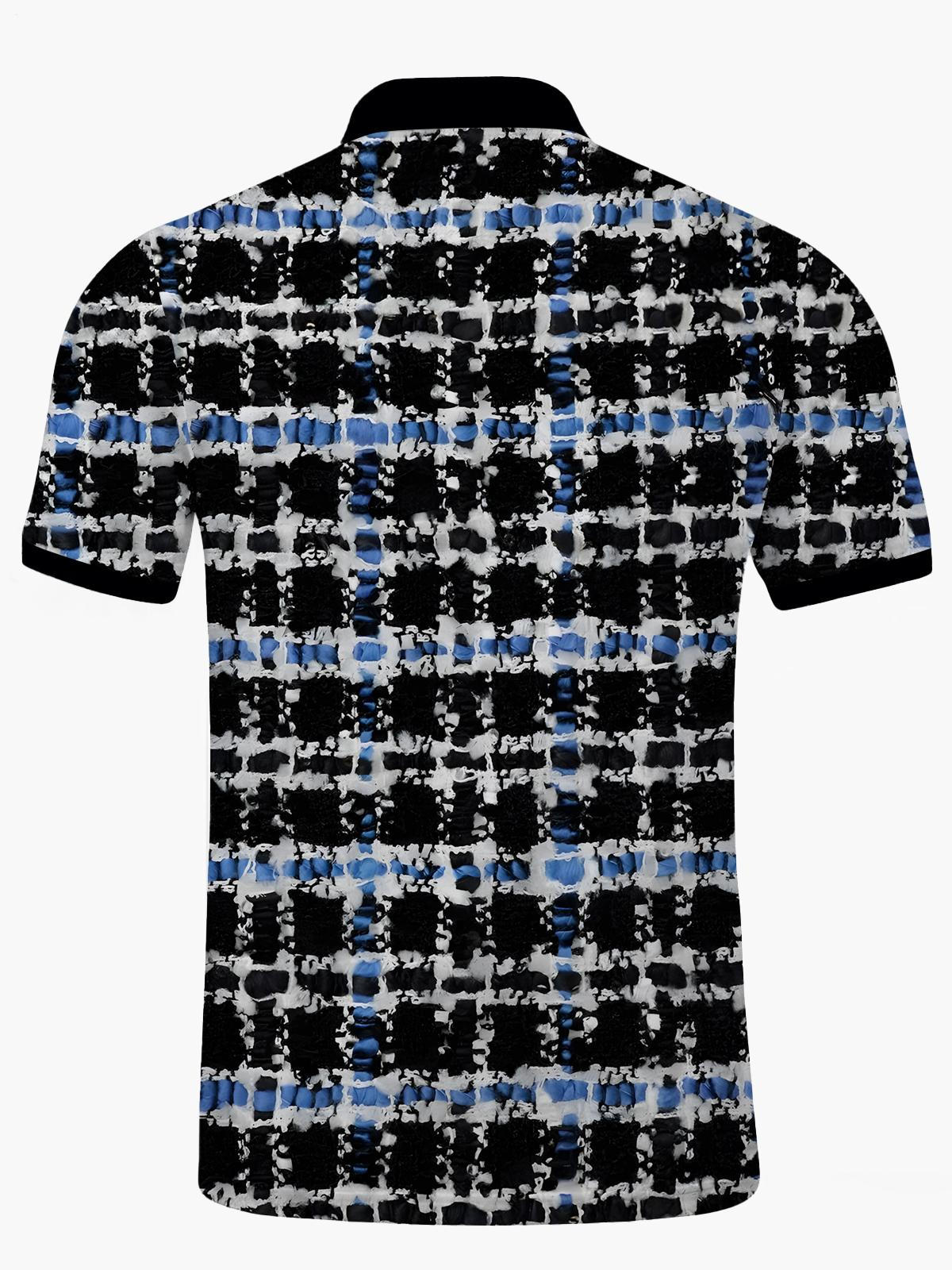 Geometric Print Men's Short Sleeve Button Polo Shirt