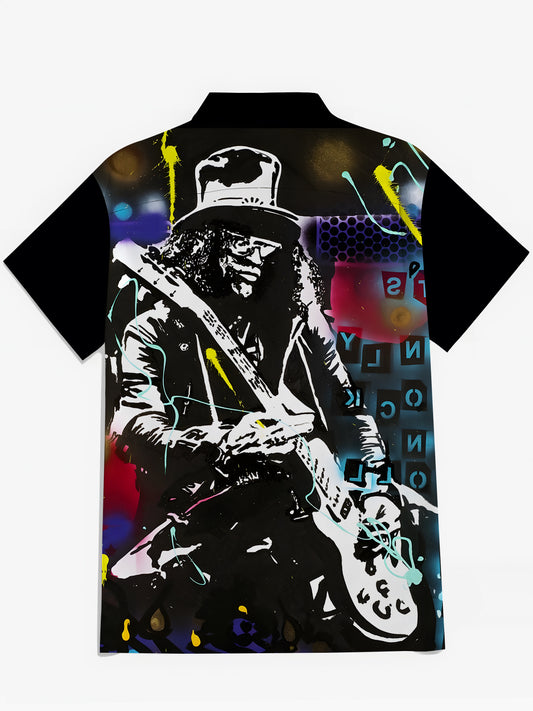 Rock Art Print Men's Pocket Short Sleeve Shirts