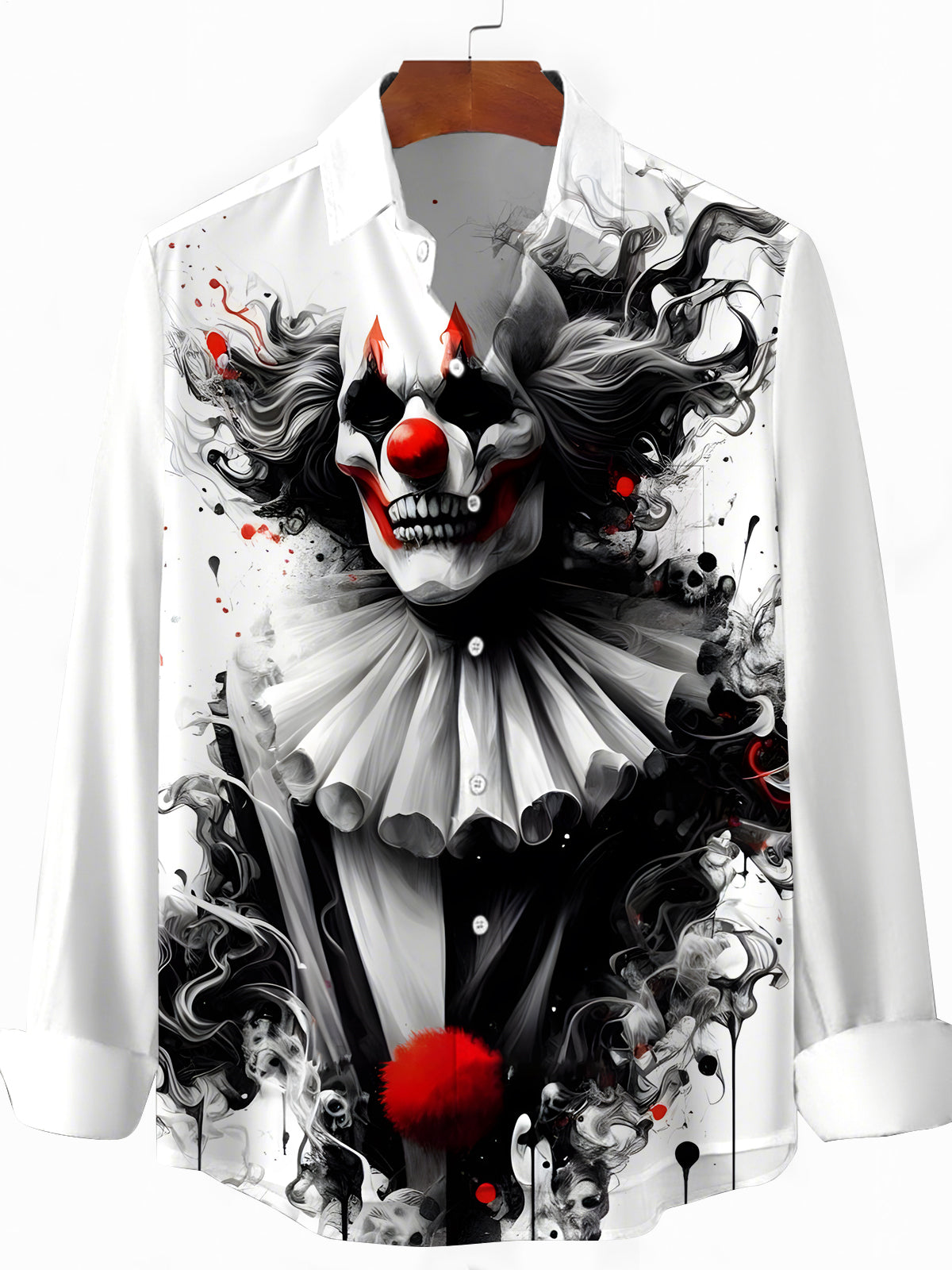 Clown Print Men's Pocket Long Sleeve Shirts