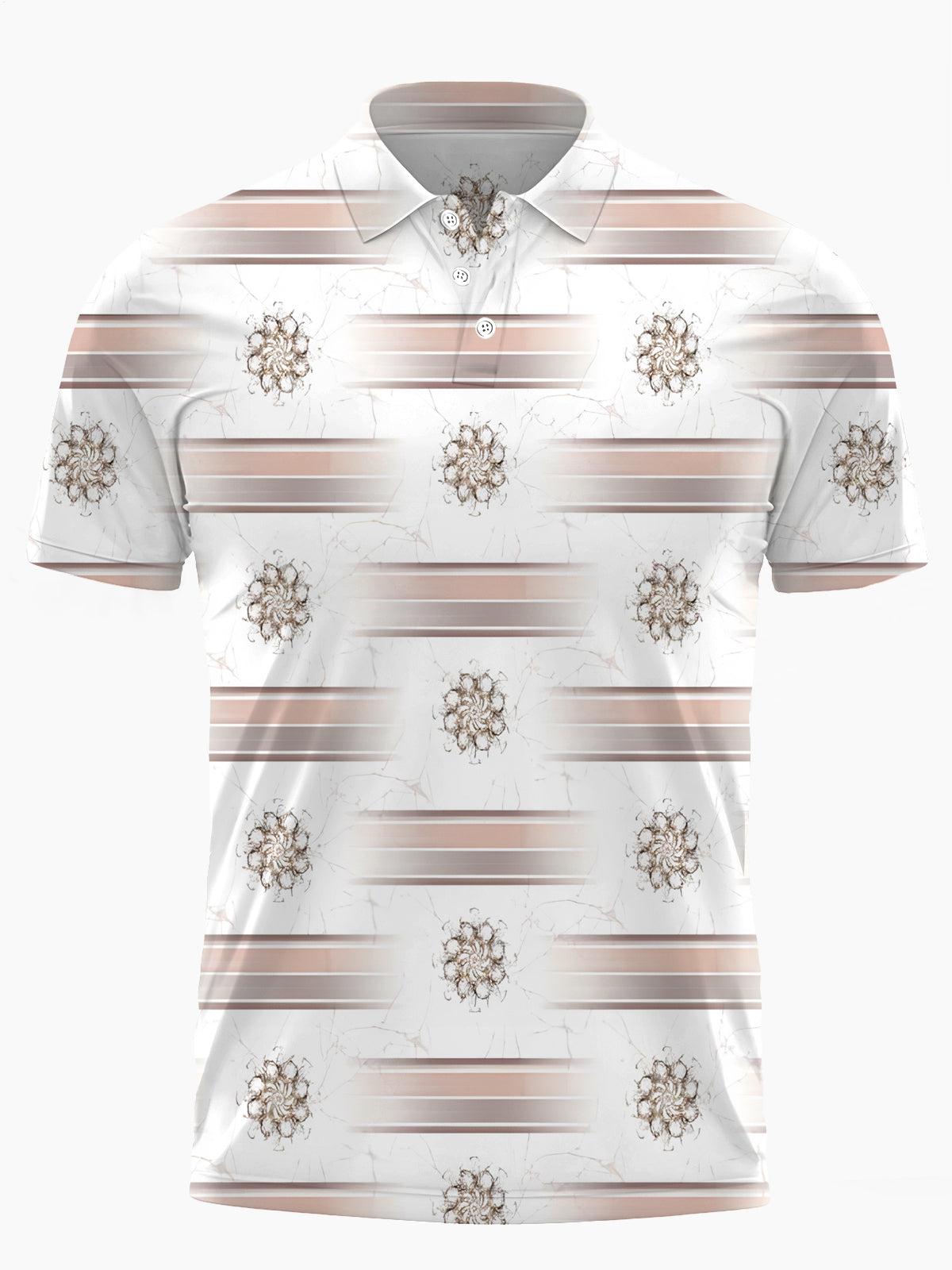 Gradient Ethnic Pattern Print Men's Short Sleeve Button Polo Shirt