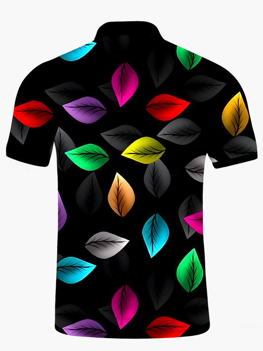 Hawaiian Leaf Men's Short Sleeve Button Polo Shirt