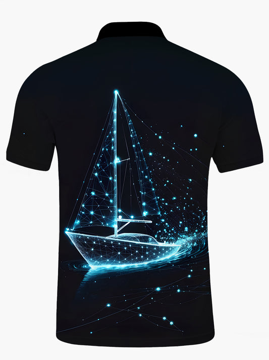 Boat Men's Short Sleeve Button Polo Shirt