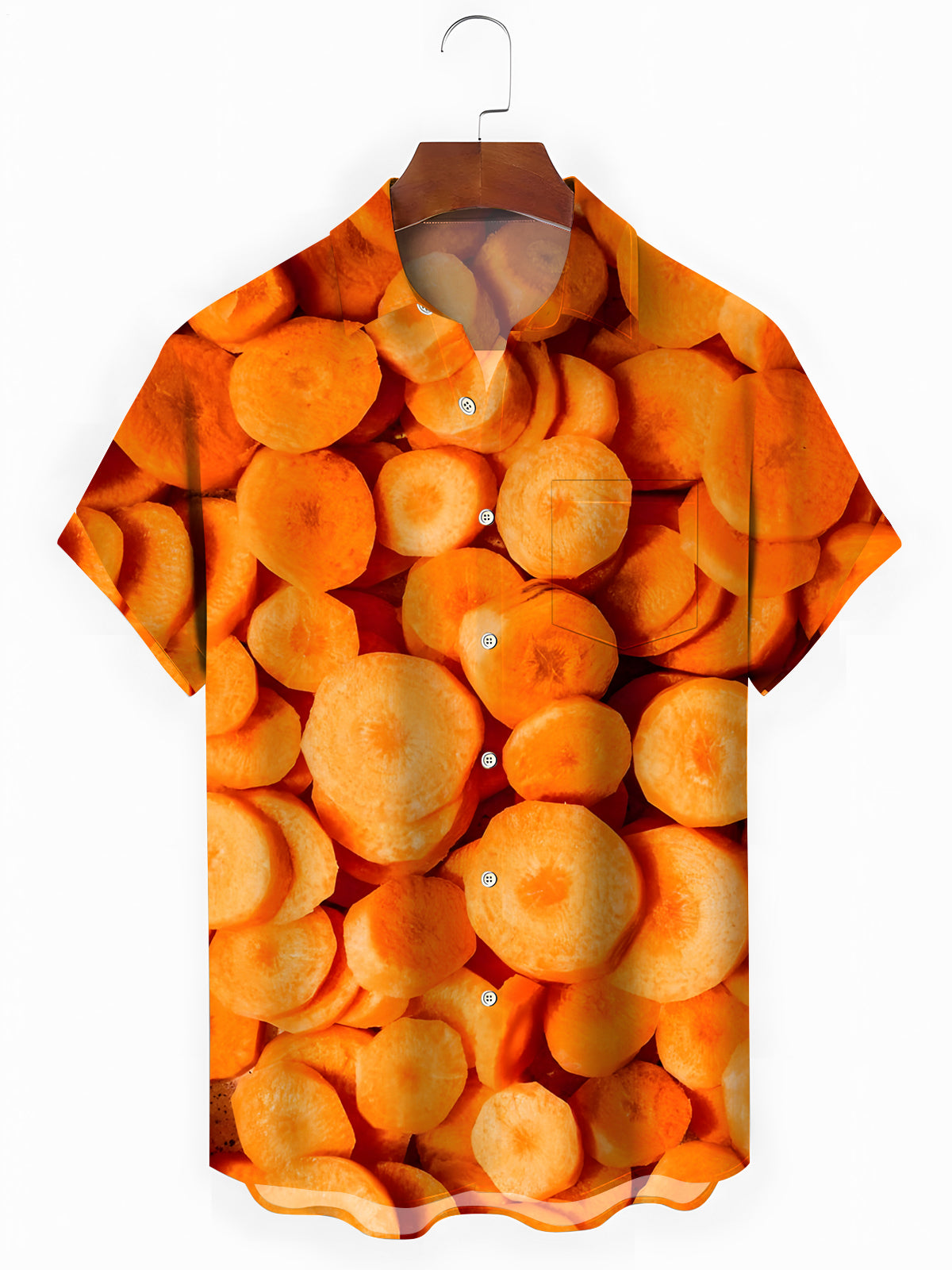 Carrot Print Men's Pocket Short Sleeve Shirts