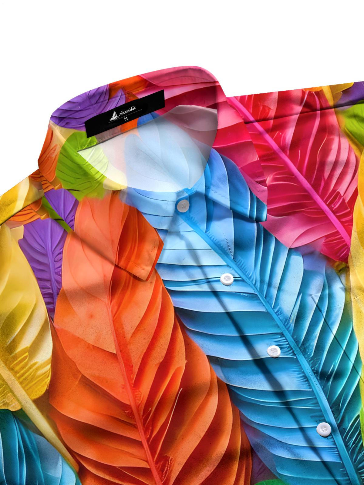 Feather Print Men's Pocket Short Sleeve Shirts
