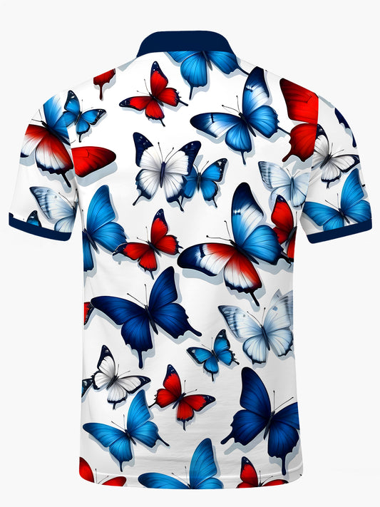 Butterfly Men's Short Sleeve Button Polo Shirt