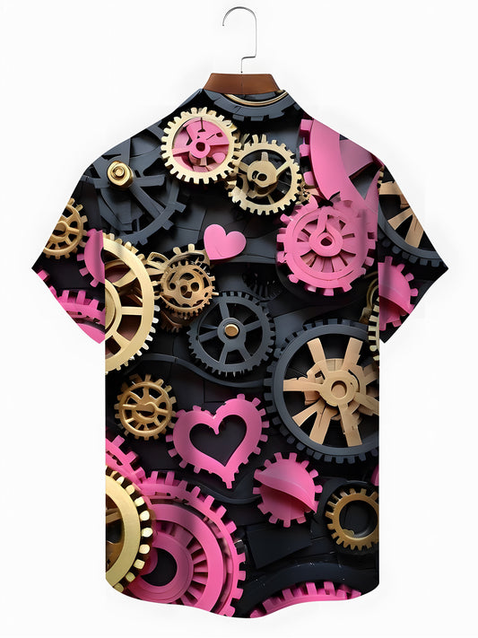 Gear Print Men's Pocket Short Sleeve Shirts