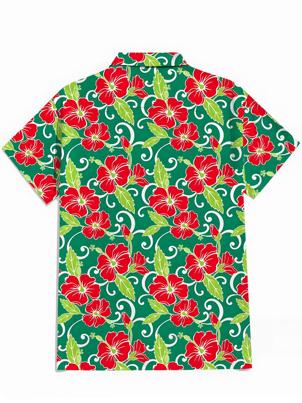 Floral Men's Pocket Short Sleeve Shirts