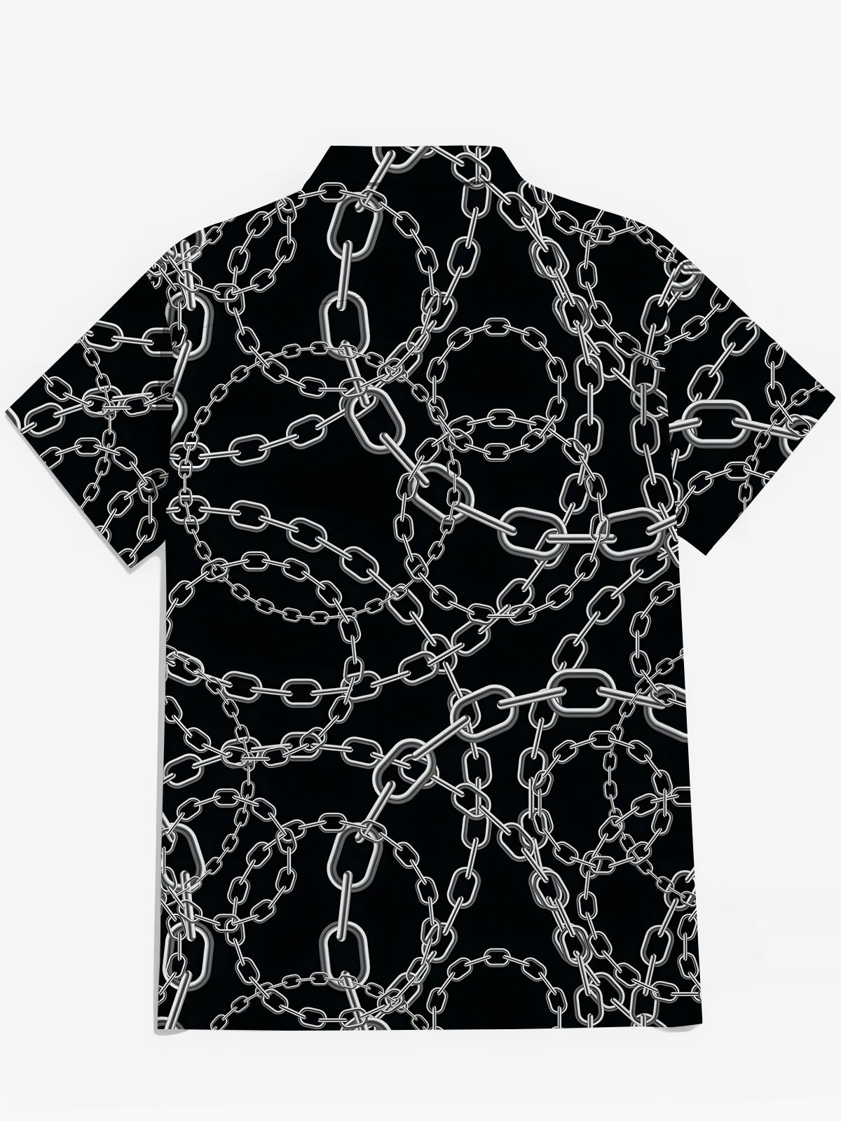 Chain Print Men's Pocket Short Sleeve Shirts