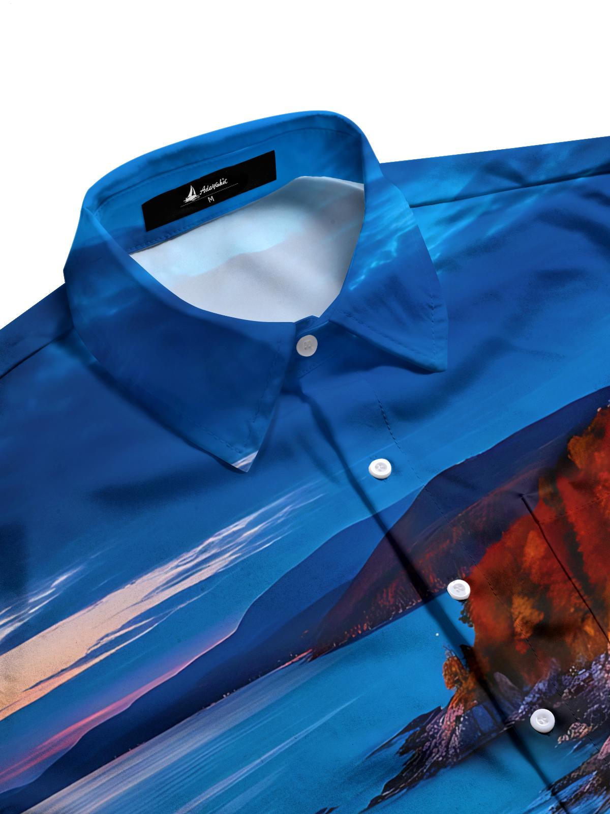Eagle Print Men's Pocket Short Sleeve Shirts