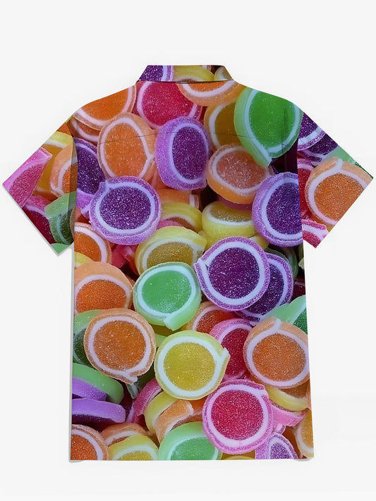 Candy Print Men's Pocket Short Sleeve Shirts