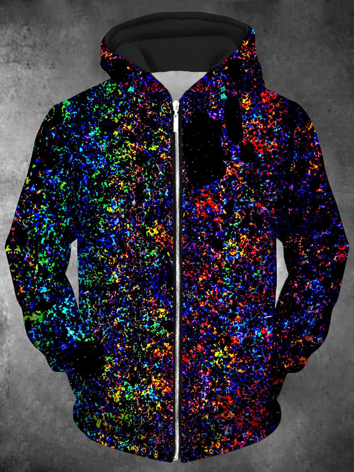 Adaychic Men's Colorful Paint Splatter Print Long Sleeve Hoodie