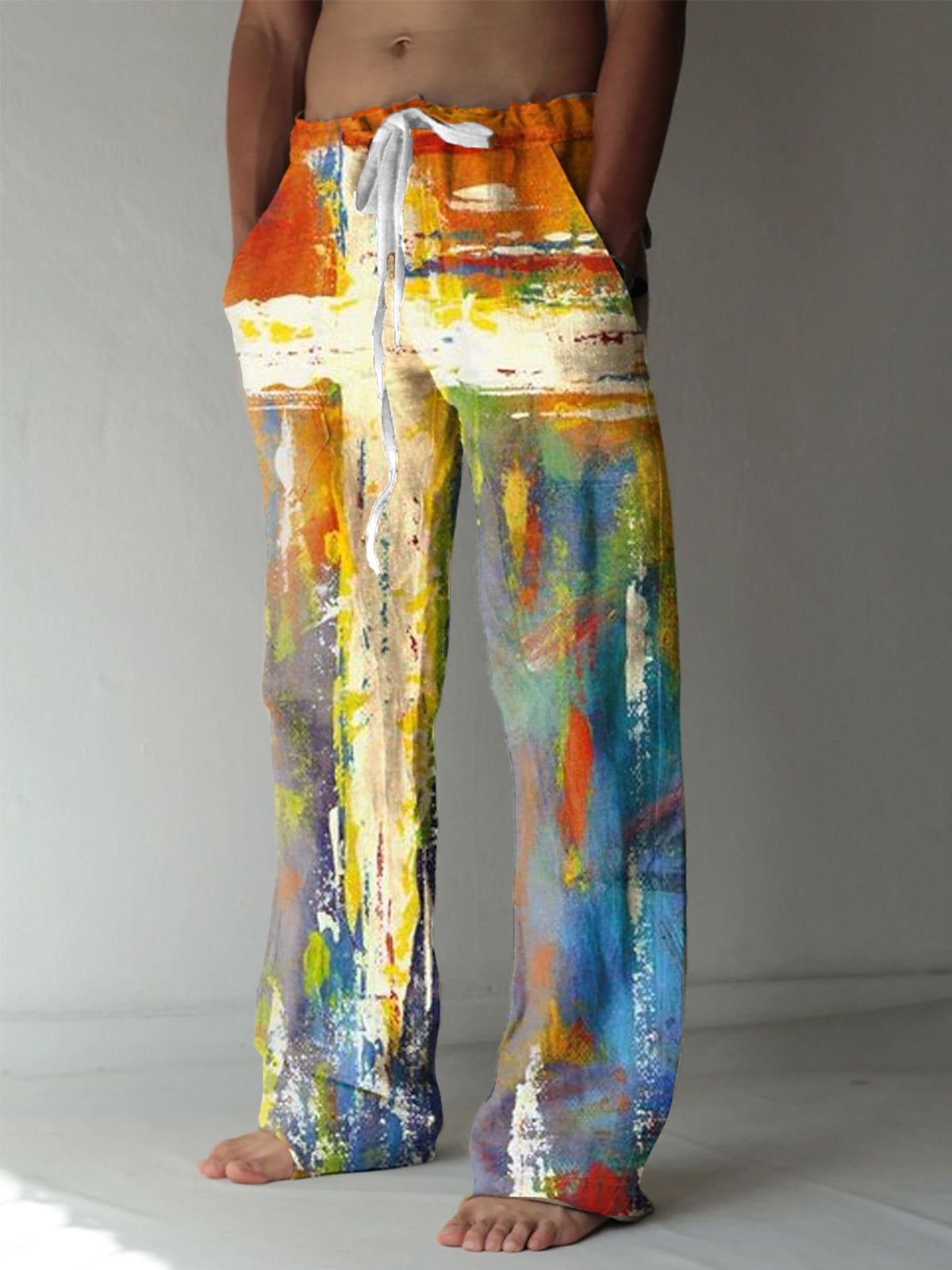 Men's tie dye casual pants front view