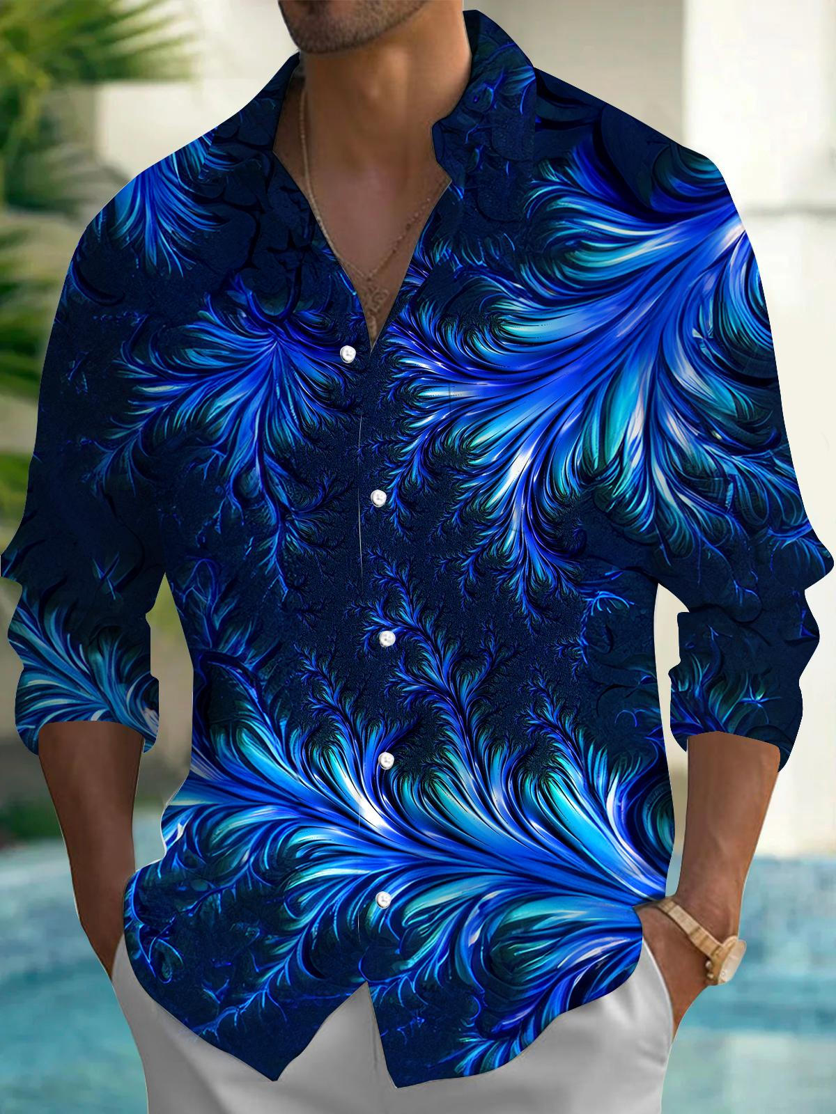 Men's abstract print long sleeve shirt front view