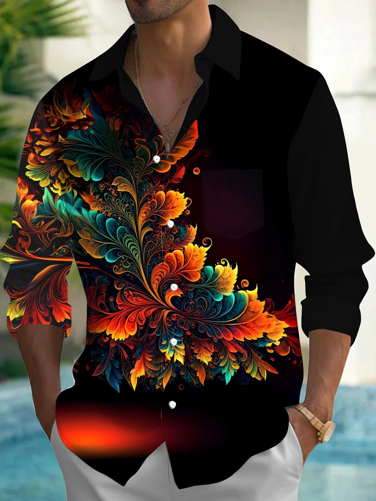 men's floral shirt front view