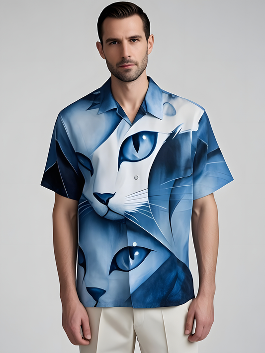 Cat Men's Pocket Short Sleeve Shirts