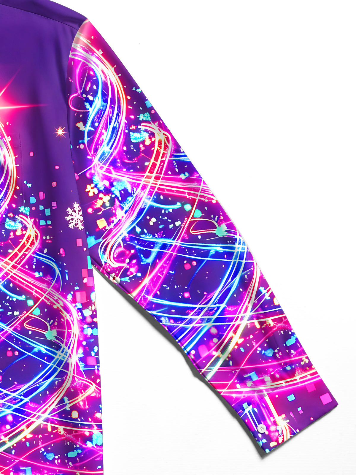 Adaychic Men's Graphic Neon Light Christmas Trees Print Long Sleeve Shirt with Chest Pocket
