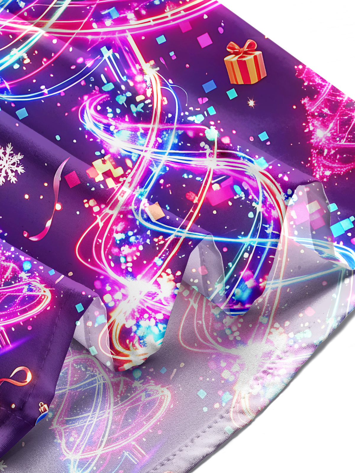 Adaychic Men's Graphic Neon Light Christmas Trees Print Long Sleeve Shirt with Chest Pocket