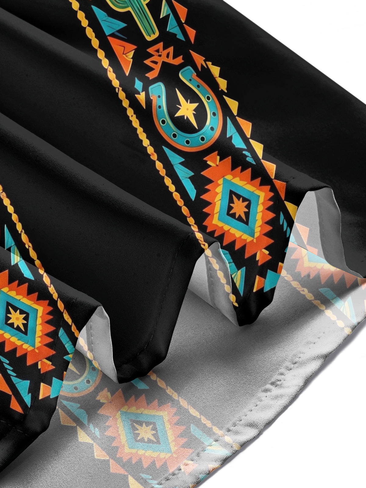 Adaychic Men's Cactus And Geometric Western Patterns Print Long Sleeve Shirt with Chest Pocket