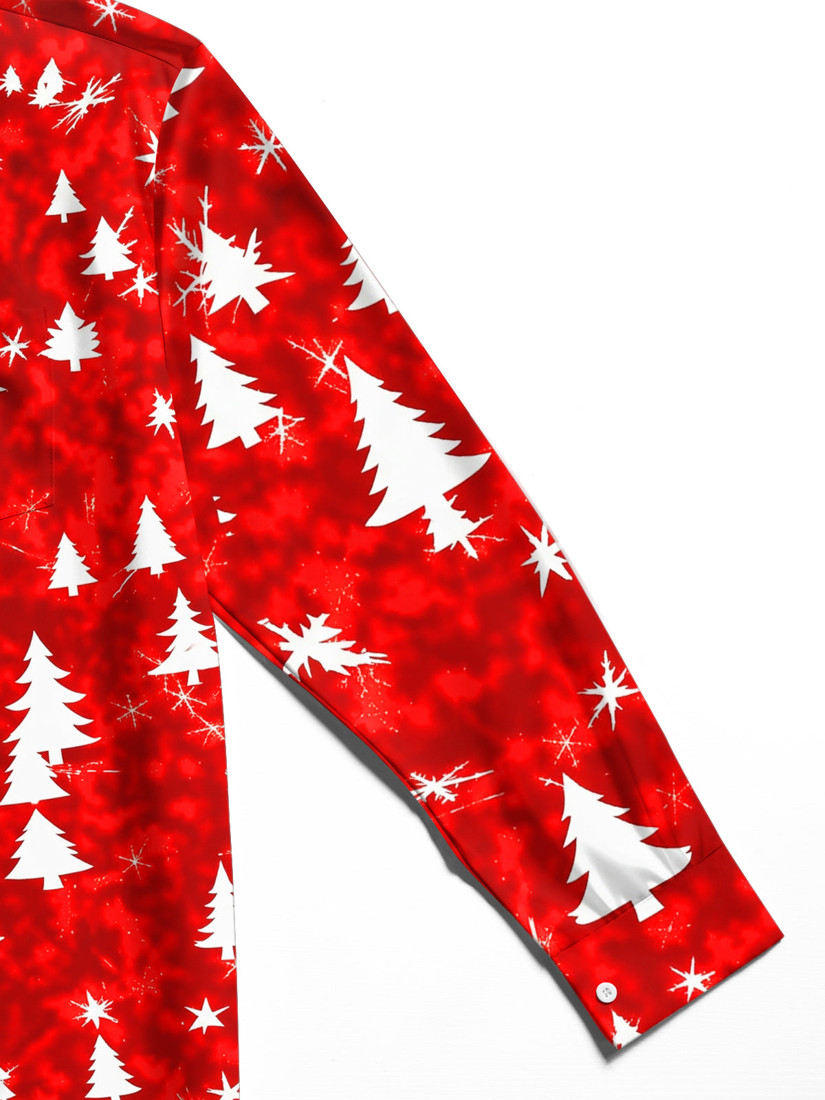 Adaychic Men's Printed Christmas Tree Print Snowflake Print Long Sleeve Shirt with Chest Pocket