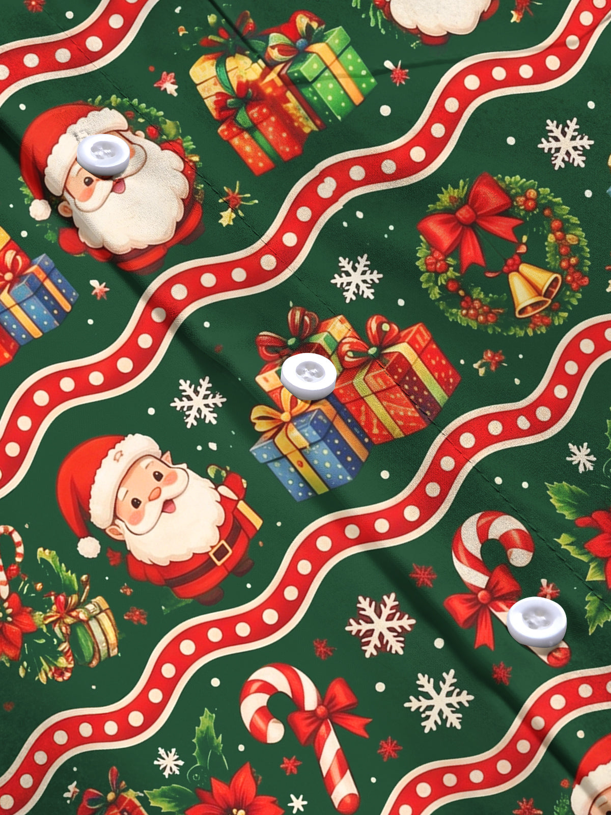 Adaychic Men's Printed Santa Claus And Christmas Gifts Print Long Sleeve Shirt with Chest Pocket
