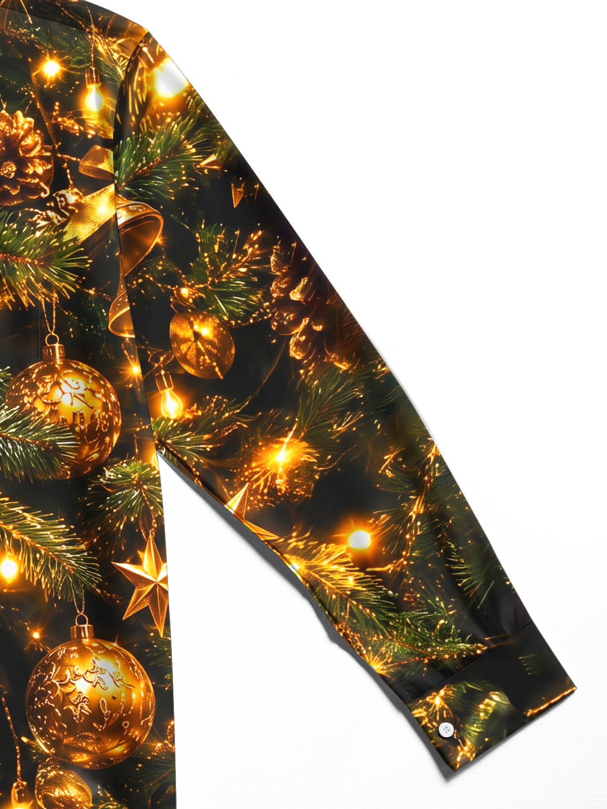 Adaychic Men's Christmas Pine Bells And Ornaments Print Long Sleeve Shirt with Chest Pocket