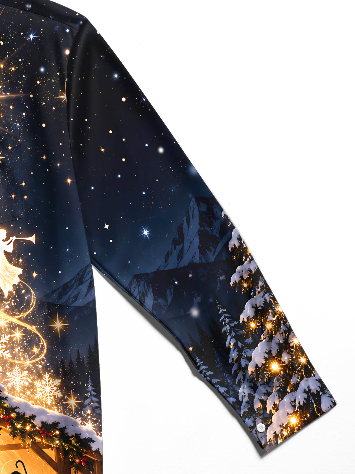 Adaychic Men's Printed Nativity Scene Print Long Sleeve Shirt with Chest Pocket