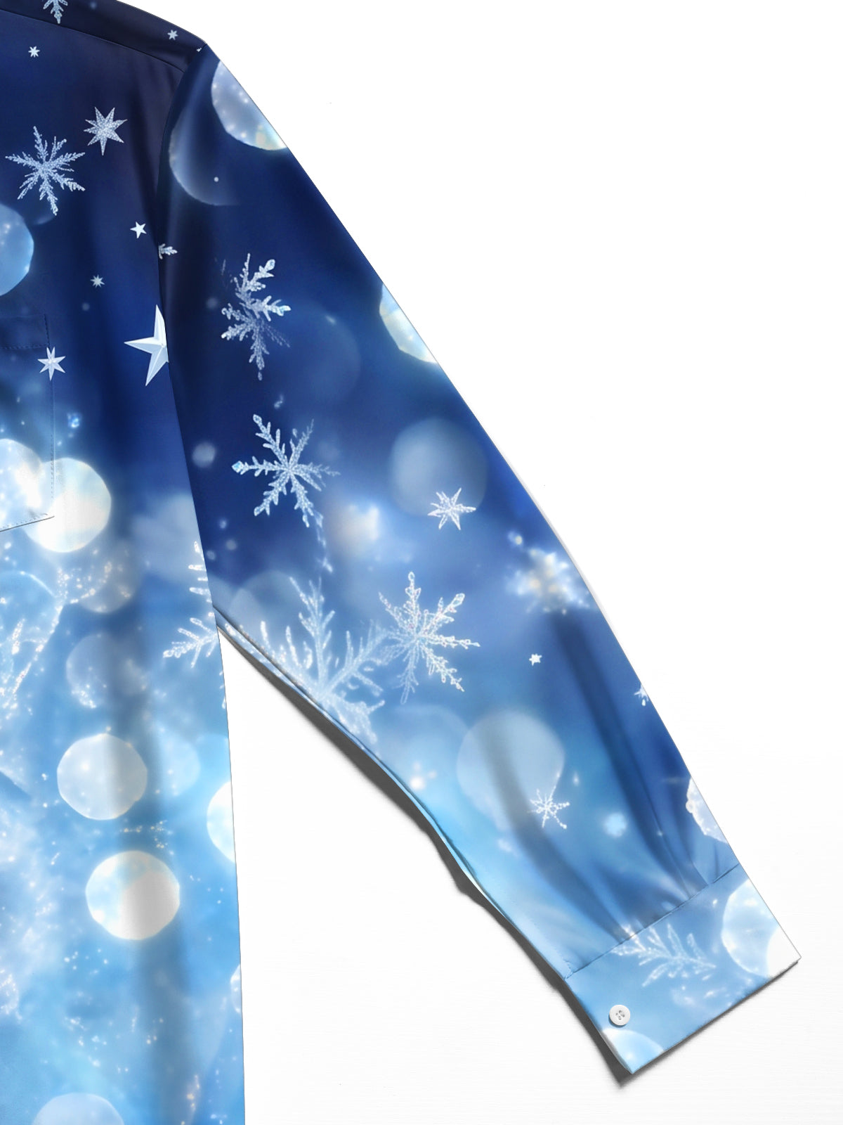 Adaychic Men's Printed Snowflake Gradient Print Long Sleeve Shirt with Chest Pocket