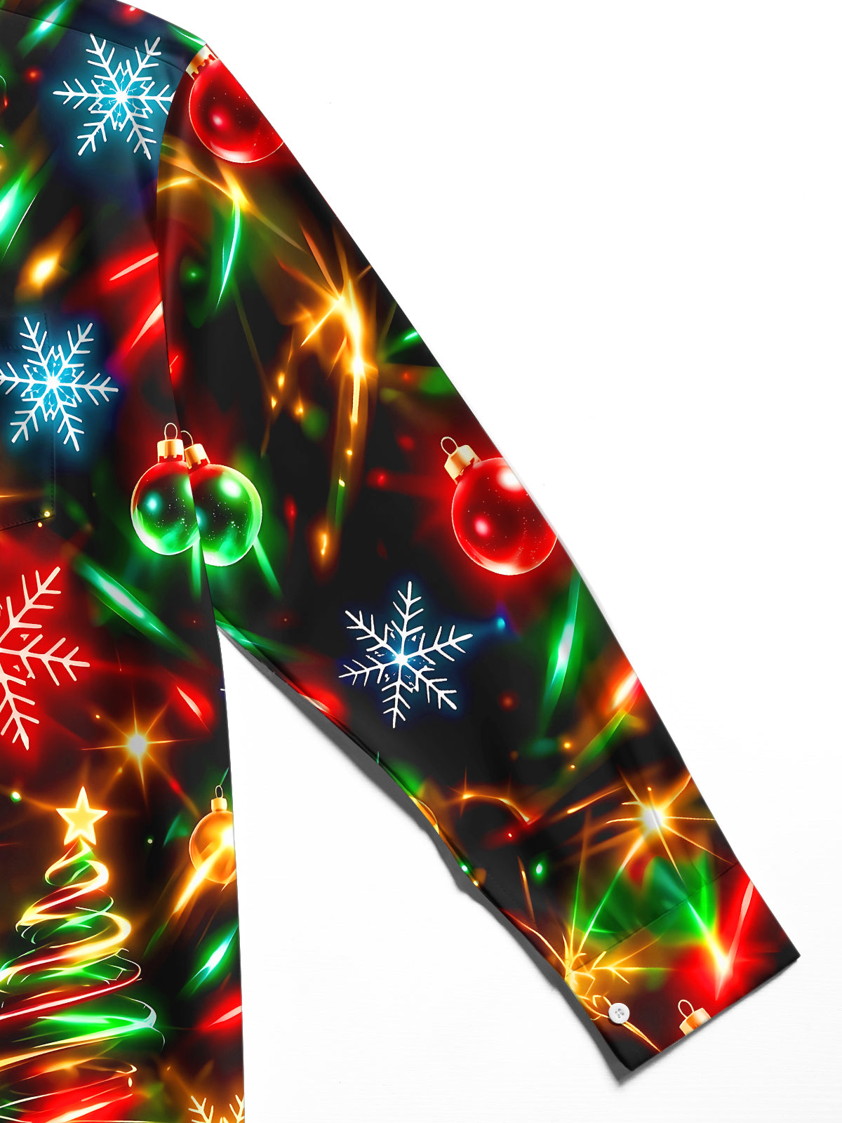 Adaychic Men's Printed Christmas Trees And Ornaments Print Long Sleeve Shirt with Chest Pocket