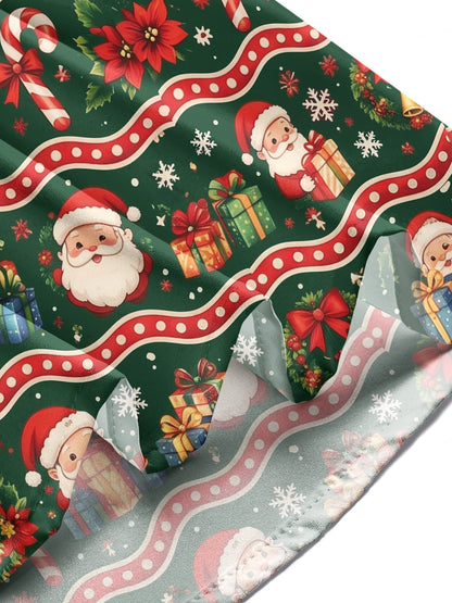 Adaychic Men's Printed Santa Claus And Christmas Gifts Print Long Sleeve Shirt with Chest Pocket