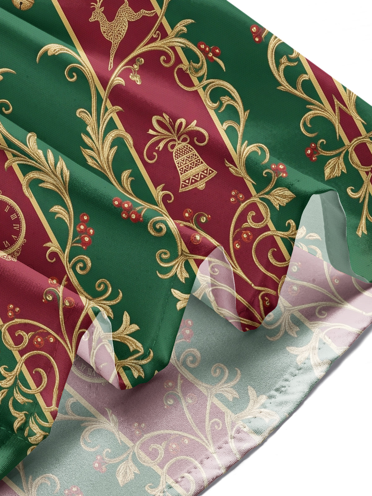 Adaychic Men's Long Sleeve Shirt - Christmas Nutcracker Reindeer Sleigh And Clock Motif Print with Chest Pocket