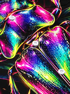 Adaychic Men's Neon Stag Beetle And Tropical Leaves Print Short Sleeve Shirt with Chest Pocket