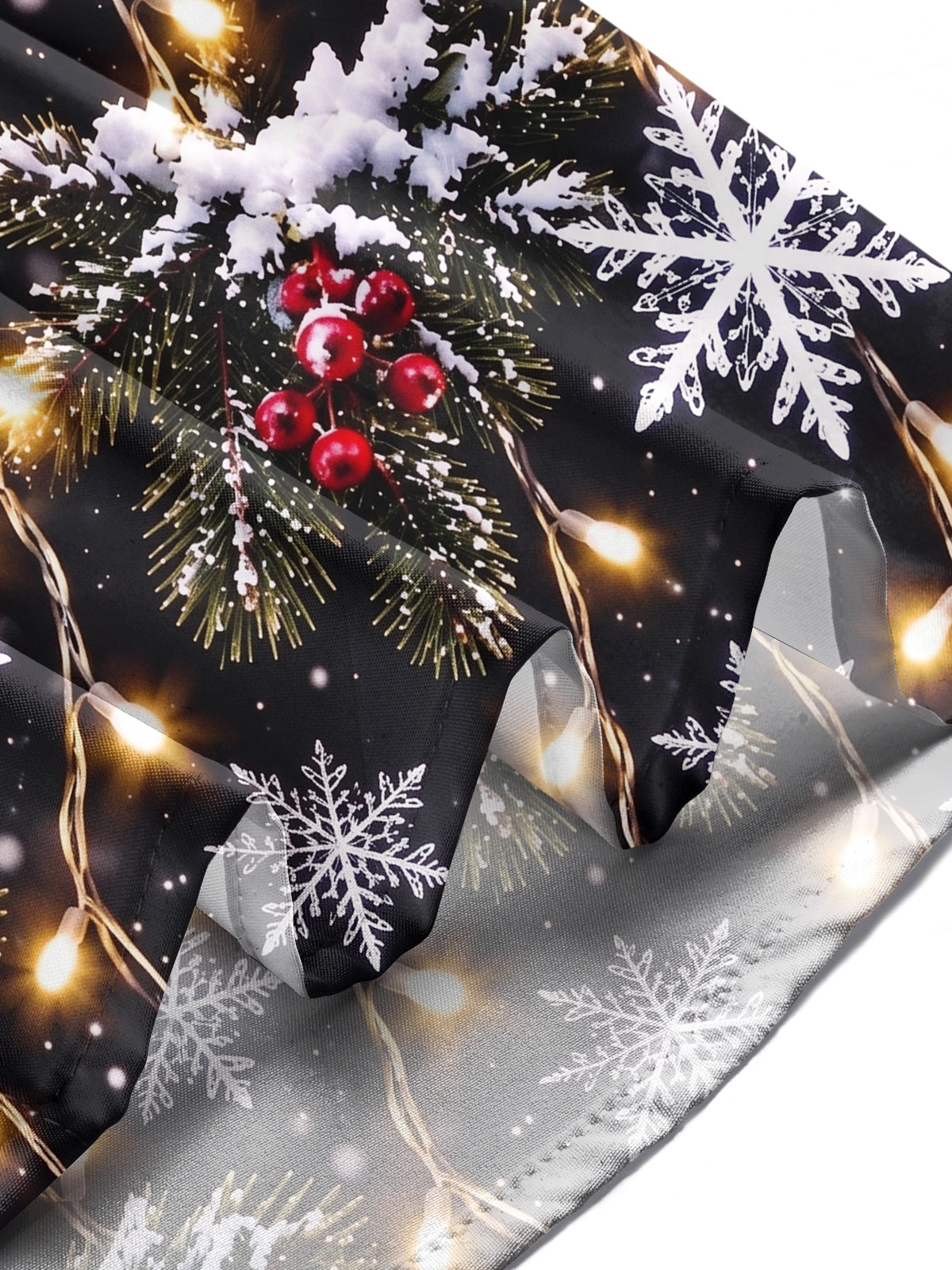 Adaychic Men's Long Sleeve Shirt - Christmas Snowflakes Pine Cones And Fairy Lights Print with Chest Pocket
