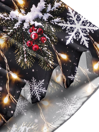 Adaychic Men's Long Sleeve Shirt - Christmas Snowflakes Pine Cones And Fairy Lights Print with Chest Pocket