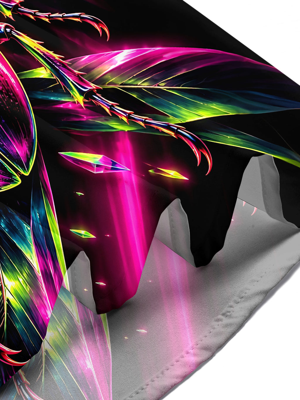 Adaychic Men's Neon Stag Beetle And Tropical Leaves Print Short Sleeve Shirt with Chest Pocket