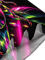 Adaychic Men's Neon Stag Beetle And Tropical Leaves Print Short Sleeve Shirt with Chest Pocket