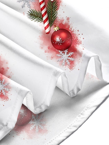 Adaychic Men's Christmas Ornaments And Candy Canes Print Long Sleeve Shirt with Chest Pocket