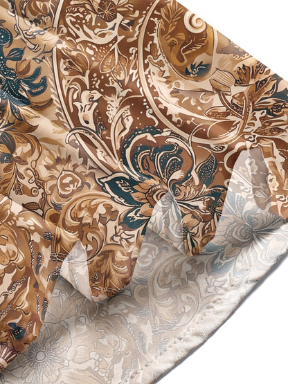 Adaychic Men's Paisley And Floral Medallion Print Long Sleeve Shirt with Chest Pocket