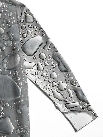 Adaychic Men's 3D Water Drop Pattern 3D Water Droplets Print Long Sleeve Shirt with Chest Pocket