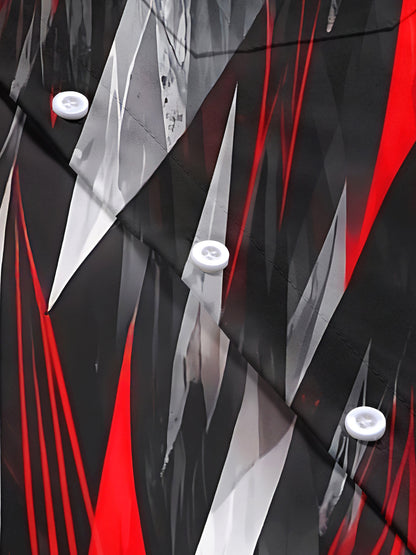 Adaychic Men's Abstract Geometric Jagged Lines Print Short Sleeve Shirt with Chest Pocket