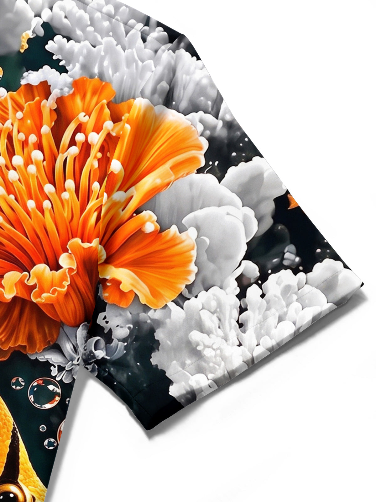 Adaychic Men's Hawaiian Tropical Fish And Coral Reef Print Short Sleeve Shirt