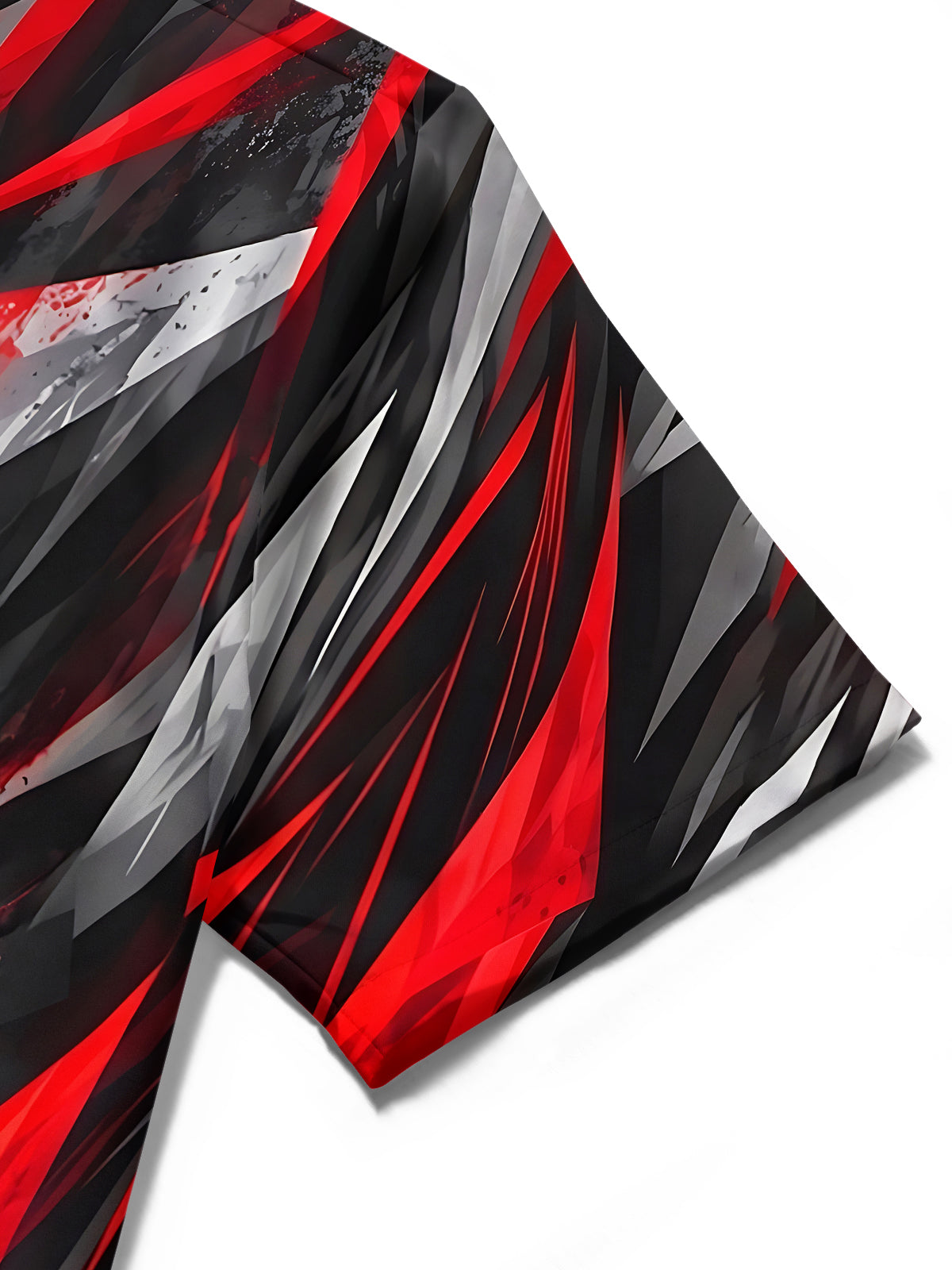 Adaychic Men's Abstract Geometric Jagged Lines Print Short Sleeve Shirt with Chest Pocket