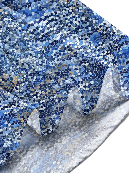 Adaychic Men's Patterned Mosaic Tile Pattern Long Sleeve Shirt with Chest Pocket